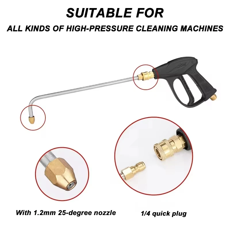 Pressure Washer Extension Wand Multi-Angled Water Gun Extension Stainless Steel Wand and Brass Nozzle With 1/4 Quick Connect 5