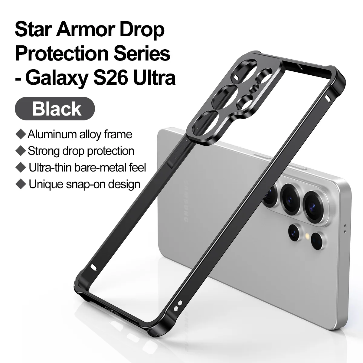Aluminum Alloy Shockproof Armor Frame Case with Heat Dissipation and Bare Metal Feel