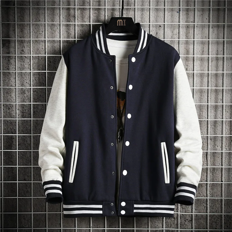 thumbnail image 2 of Moda Primavera/otoño Unisex Patchwork uniforme de béisbol adolescentes estilo Preppy manga corta chaqueta de marea para hombres y mujeres, 2 of 5