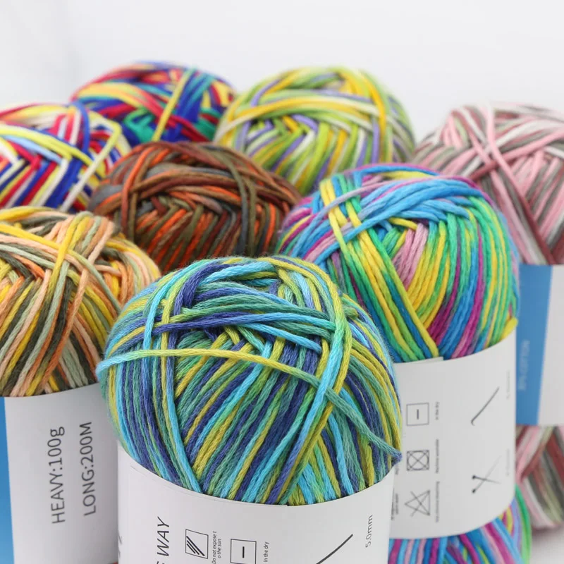 100g Close Skin Velvet Cotton Yarn Segmental Dyeing Soft Warm for Hand woven Crochet Hat Scarves Coat Glove Doll DIY handicrafts 6