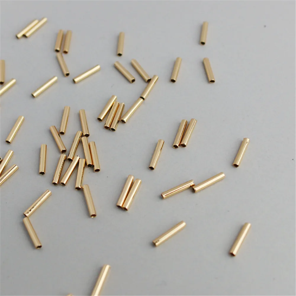 

14K gold Bao color smooth surface straight tube DIY bracelet necklace pipe fittings handmade accessories material 50pcs