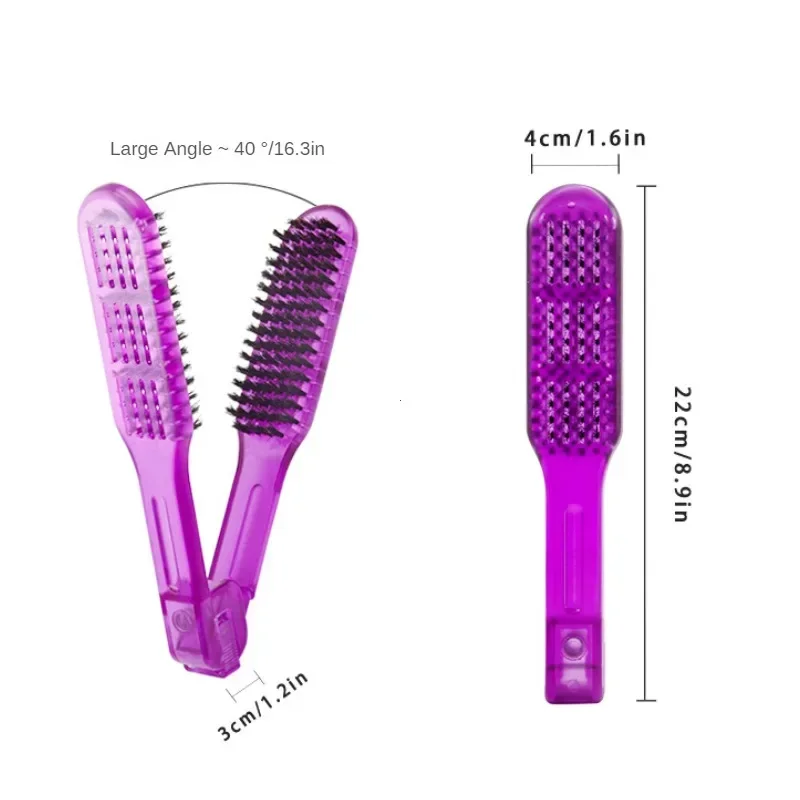 새로운 프로 세라믹 스트레이트 닝 빗 양면 헤어 브러시 클램프 미용 천연 섬유 강모 헤어 빗 Hairstylig 도구
