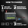 POWERWIN BT100 12.8V LiFePO4 Battery with PI1200 12V Portable Inverter & P20 Smart Battery Charger, Off-Grid Power Solution 4