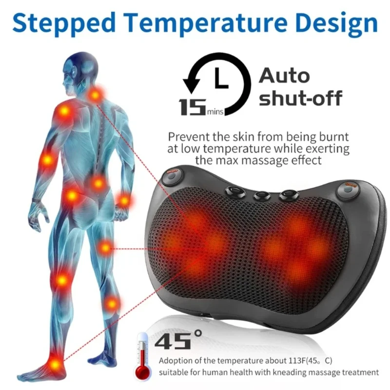 Intelligent U-vormig massagekussen voor in de auto of thuis, kneedmassageapparaat voor de nek, elektrische verwarming en nekbescherming._voghion.com
