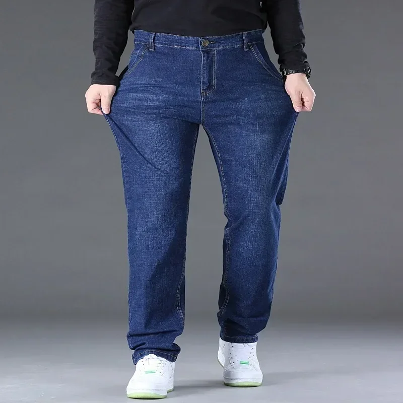 Loose Jeans Men 150KG Straight Stretched Plus Size 50 48 46 44 Denim Pants Elastic Male Casual Large Work Wear Classic Trousers 2