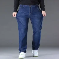 Loose Jeans Men 150KG Straight Stretched Plus Size 50 48 46 44 Denim Pants Elastic Male Casual Large Work Wear Classic Trousers 2