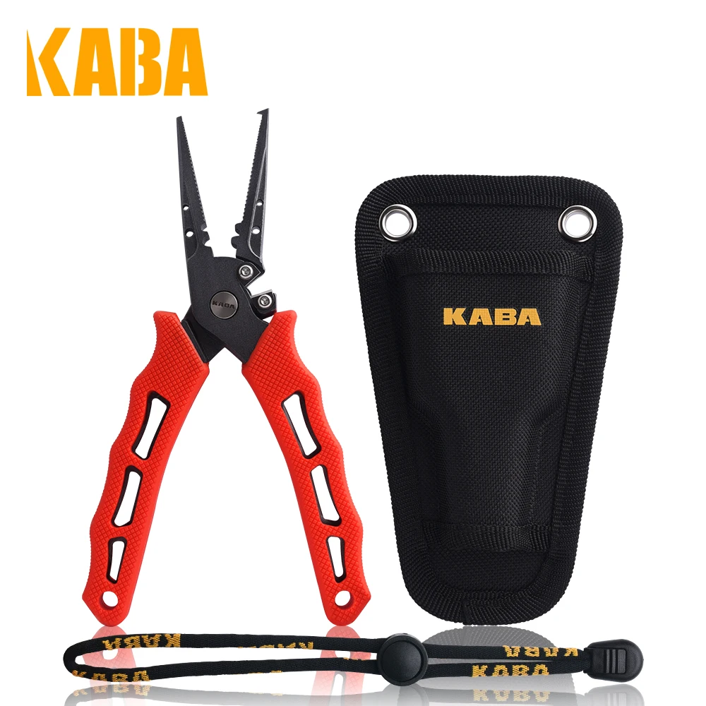Kaba Fishing Pliers 7'' 4 Colors Stainless Steel Hook Removers Split Ring  Tool Fishing Gear Line Cutter with Lanyard Sheath