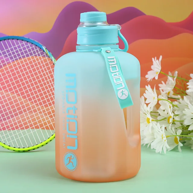 2 Liter Sports Water Bottle Fitness Kettle With Straw Outdoor Big Large  Capacity Gradient Plastic Portable Reusable Water Bottle - AliExpress