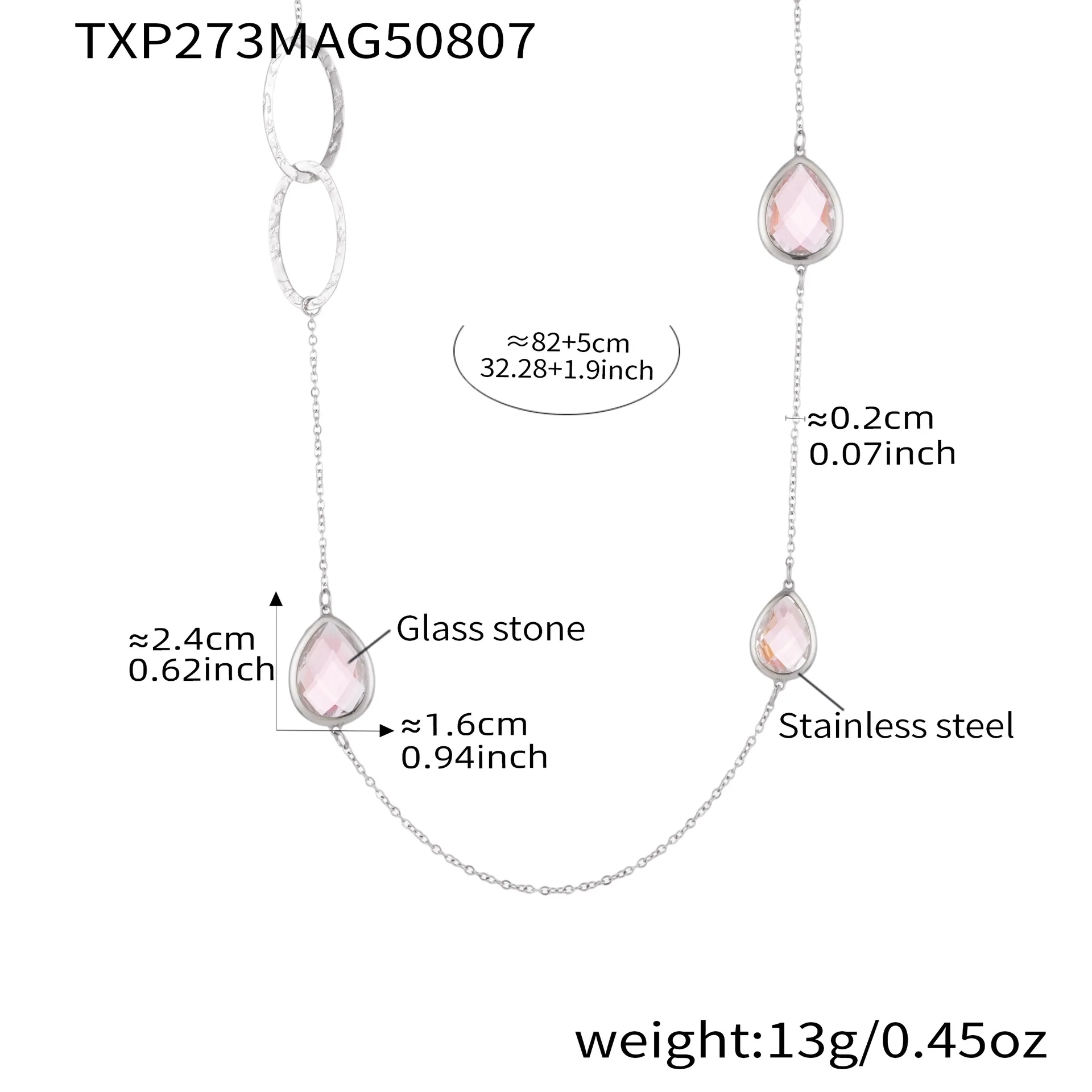 Amaiyllis Minimalistischer Wassertropfen, Glasstein, doppellagig, lange Pullover-Kette, Halskette, Nischenkristall-Halskette, Schmuck – Detail 6
