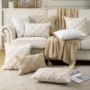Soft Plush Wool Throw Pillow Covers Luxury Style Cushion Covers European Pillow Shell for Sofa Bedroom Cream Khaki Christmas 1