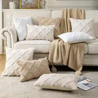 Soft Plush Wool Throw Pillow Covers Luxury Style Cushion Covers European Pillow Shell for Sofa Bedroom Cream Khaki Christmas 1
