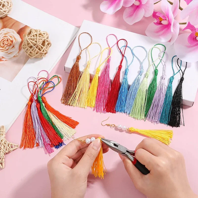 Polyester Silk Tassel Fringe 50 Pcs Hanging Rope For Sewing Curtains Accessories DIY Crafts Jewelry Making