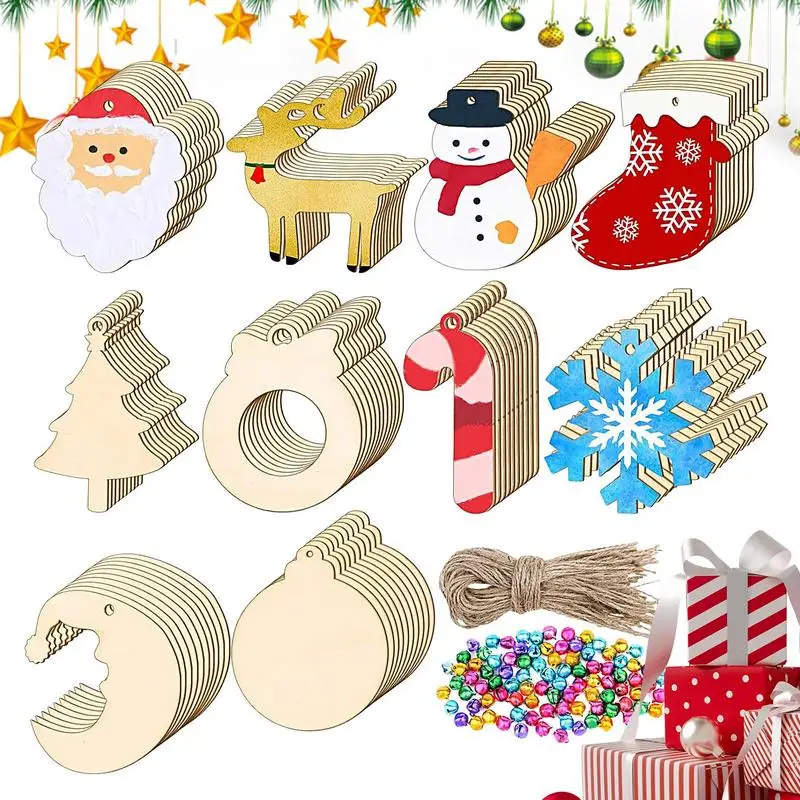 

Рождественские украшения из необработанной древесины, креативные рельефные декоративные деревянные вырезы, рождественские украшения для елки