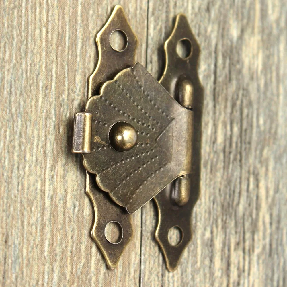 Box Latch Clasps Vintage Antique Bronze Iron Jewelry Box Padlock Hasps Lock Wooden Jewelry Case Buckle Hardware Accessories