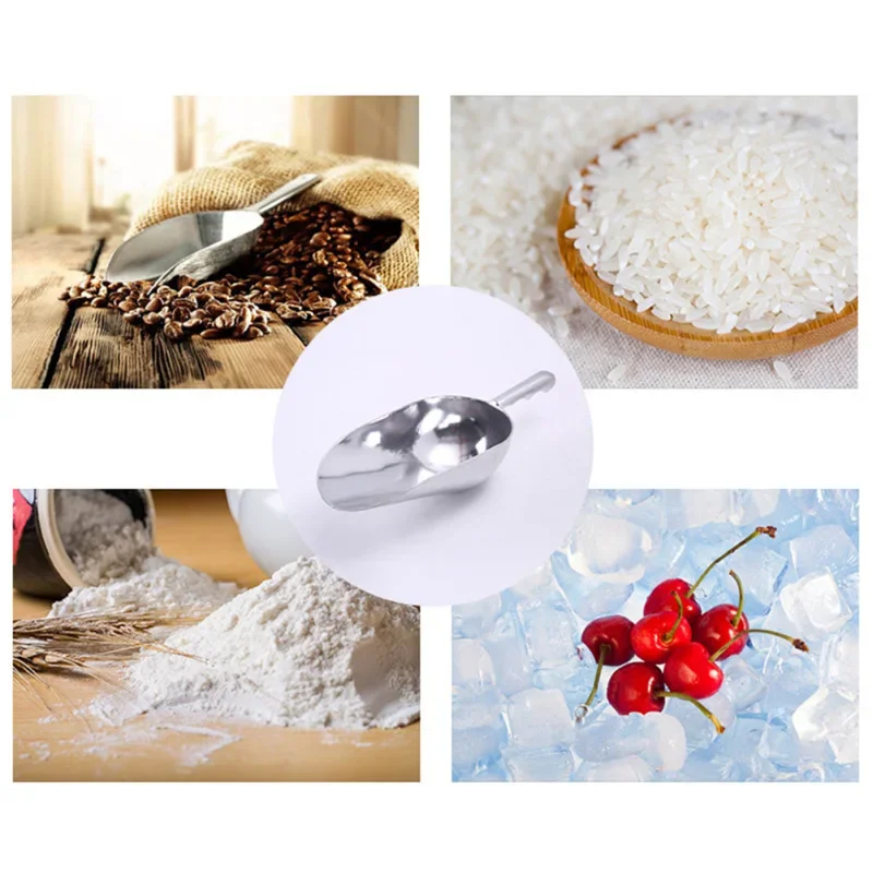 Kitchen Scoop Stainless-Steel Ice Scoop Party/Bar et Kitchen Sugar Flour Dry Goods Shovel Dry Food Flour Candy Bin Scoop