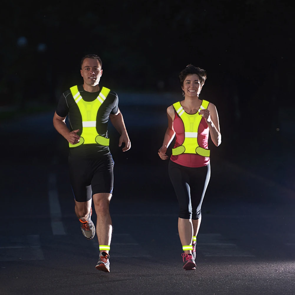 Nicklin 7 Attrezzatura da Corsa Riflettente,1 Cintura Riflettente Verde,4 Fasce Riflettenti Elastiche,2 Ciondoli Riflettenti per Uomini e Donne, Escursioni,Jogging,Ciclismo