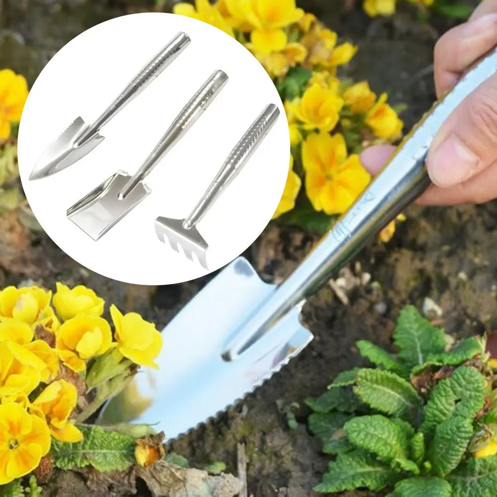3Pcs Weeding Mini Gardening Tool Set Multifunctional Metal Small Shovel Tool Garden Shovel Raise Flowers Rake
