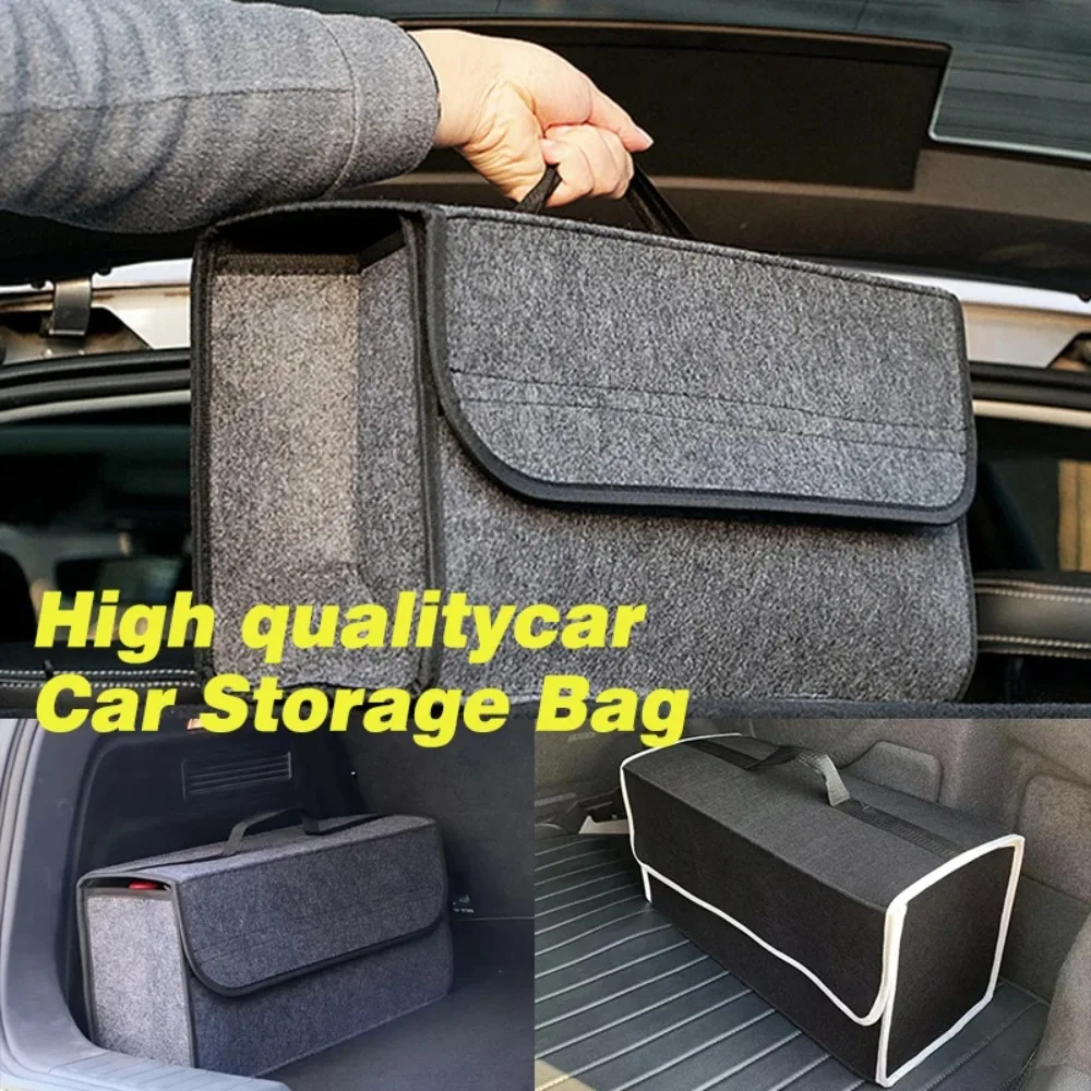 Large Car Trunk Storage Bag Organizer Soft Felt Anti Slip Box Debris Sorting Tool Accessories