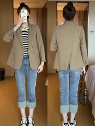 UNXX Advanced Sense Forking Woman Blazer Coat Spring Autumn Versatile Female Blazer Jacket Leisure Korean Solid Color Overcoat