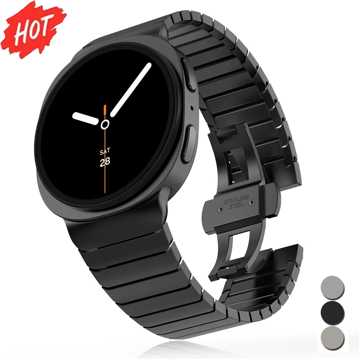 Luxury Stainless Steel/Titanium Watch Strap - Classic Metal Bracelet Design