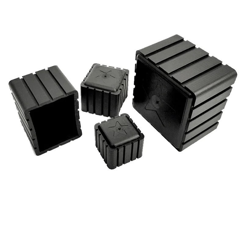 4pcs 30x30mm Square Rubber Chair Leg Socks Feet Floor Protector Caps Pipe Dust Plug Anti-slip Furniture Leg Cover Decorative