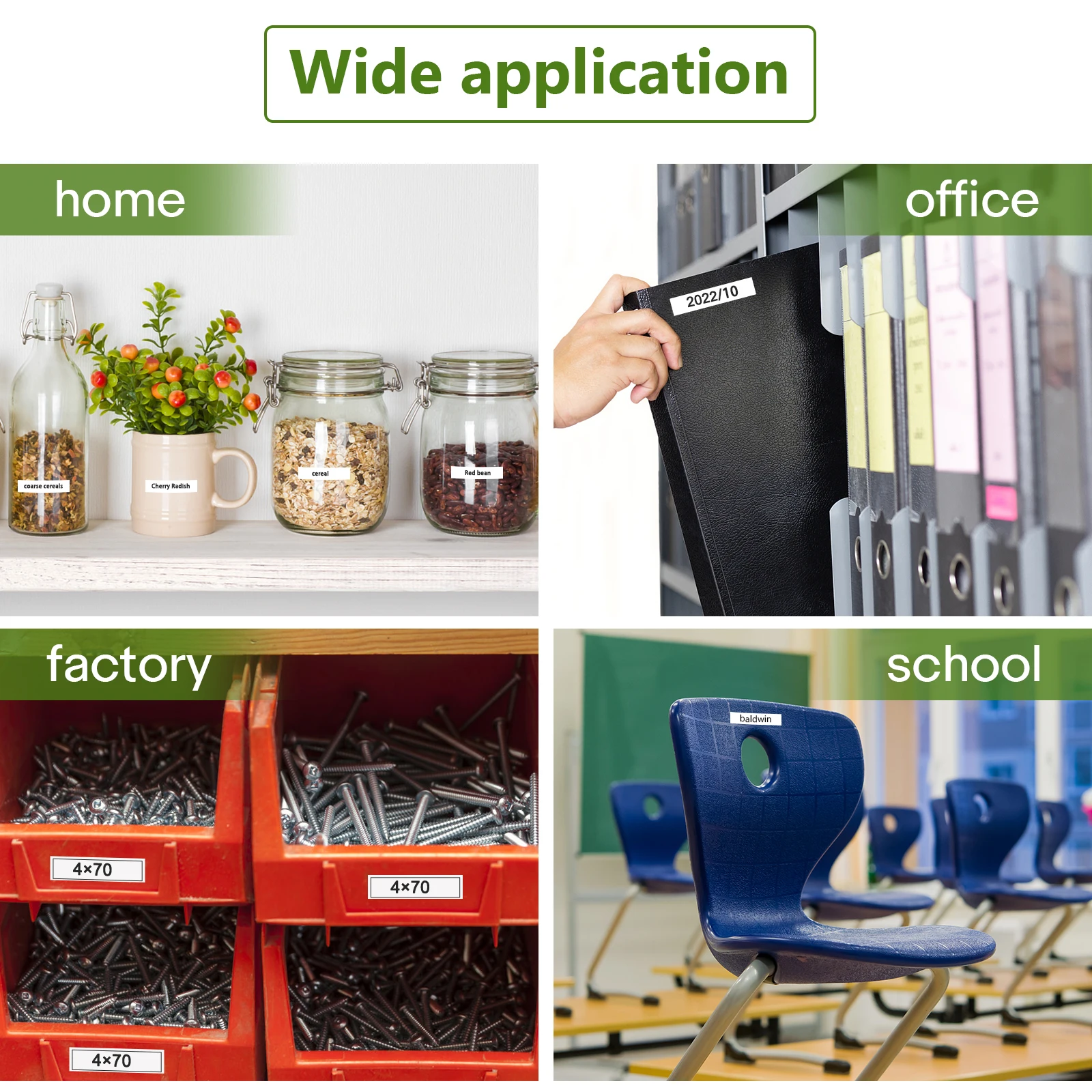 Dymo Rhino 18488 18489 12mm용 흰색 IND 유연한 나일론 라벨 테이프에 검정색 5개