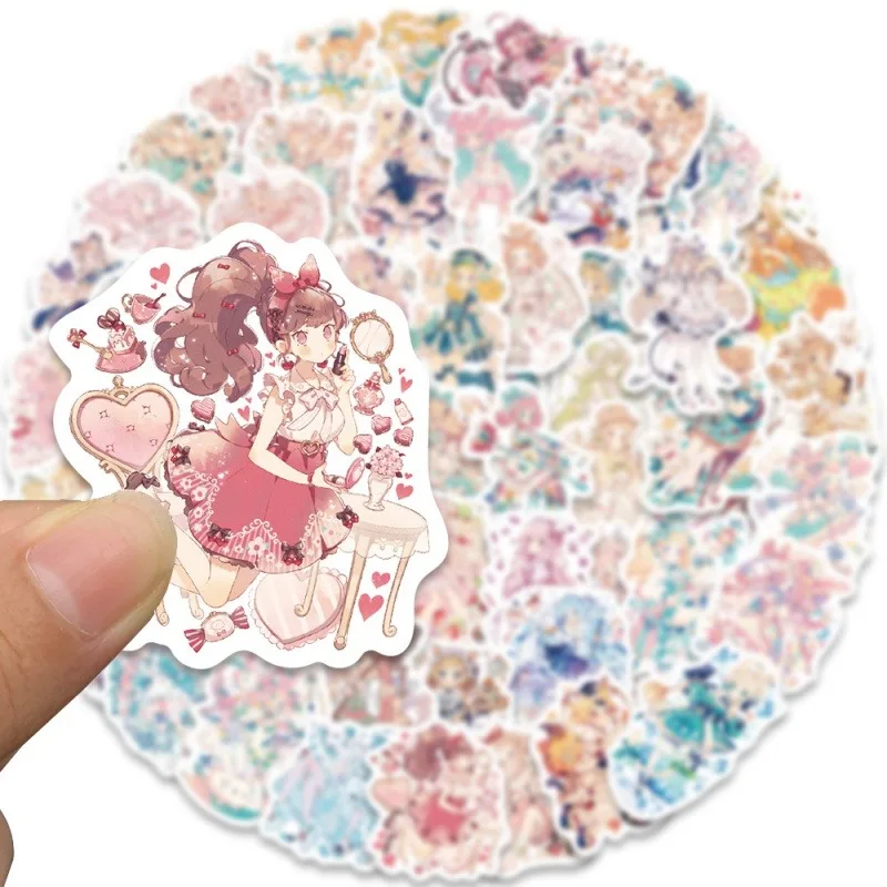 

60pcs Cute Cartoon Anime Doll Stickers, Girl Waterproof Vinyl Stickers for Water Bottle Travel Case Computer Wall Skateboard