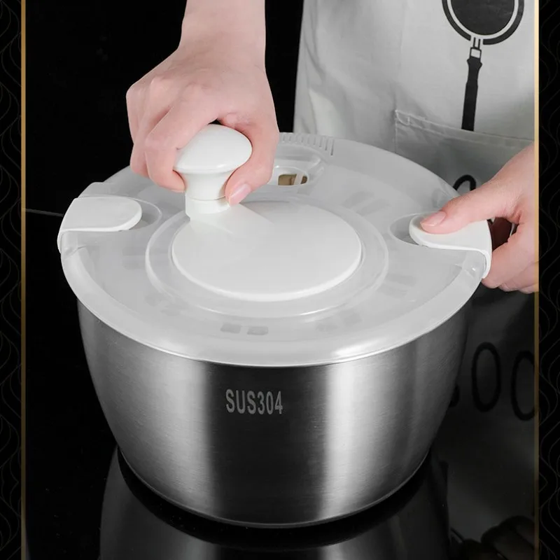 Stainless Steel Vegetable Fruit Dryer Drainer Dehydrator Salad Spinner Clean Salad and Fruit Vegetables Centrifuge Kitchen Tools vegetable dehydrator