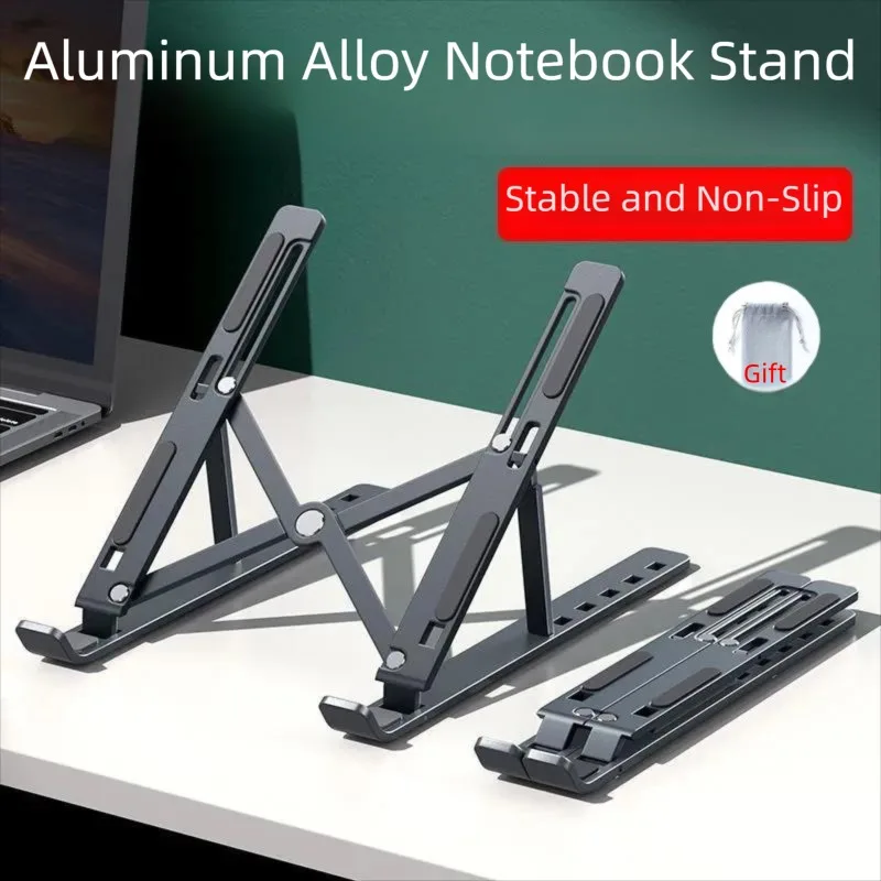 Adjustable Portable Aluminum Laptop Stand - Enhanced Stability and Cooling, Foldable Notebook Holder
