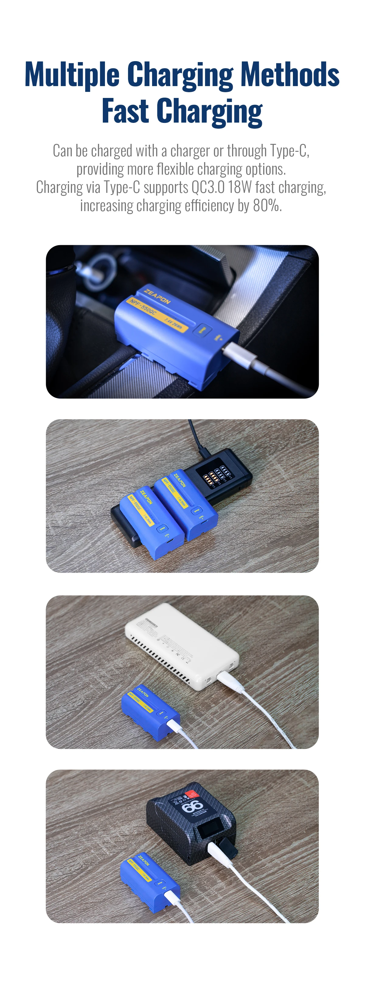 - NPF-550QC 3500mAh Li-Ion Type-C Fast Charge High Capacity Power for Slide/Moni