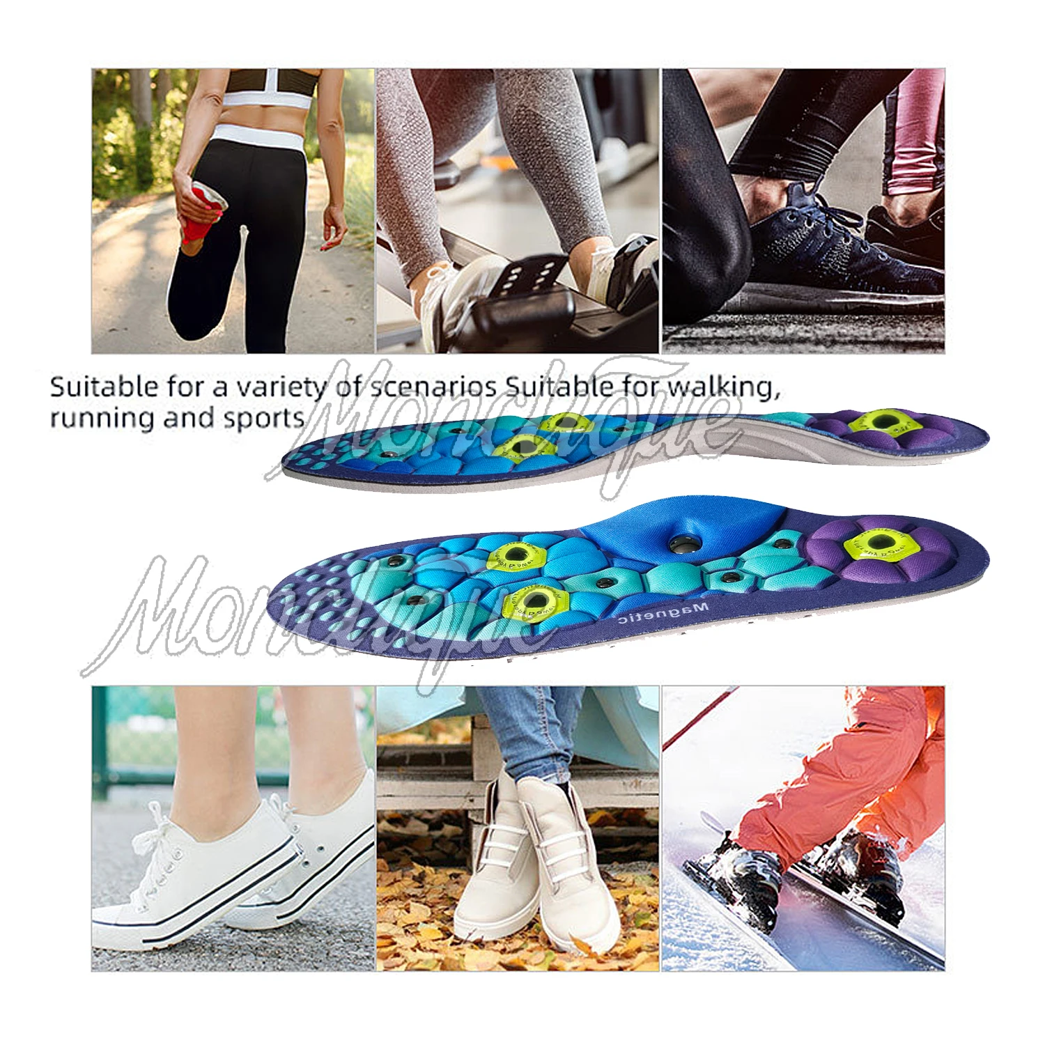 Magnetic Comfortable Acupoint Massage Insoles EVA Foot Massage Sports Arch Support Insoles Orthopedic Shoe Inserts for Men Women