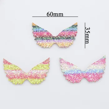 Apliques para roupa asas de anjo arco-íris glitter 12 pcs
