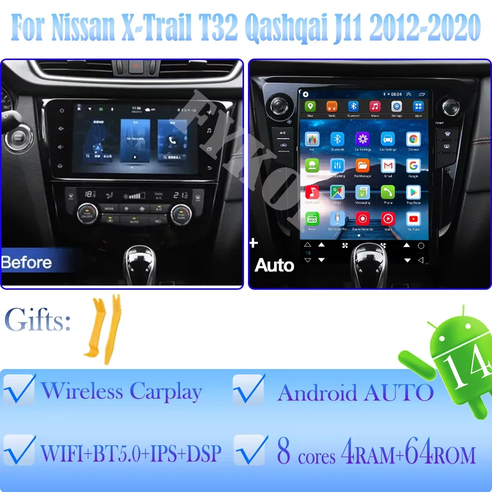 Android 13 System For Nissan Qashqai J11 X-Trail 3 T32 2013 2014-2017 2