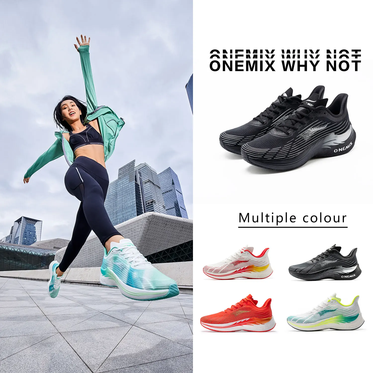 ONEMIX Men Marathon carbon Running Black Breathable Mesh Sneakers Luxury Brand Wear-resistant Outdoor Walking Sport Plate Shoes