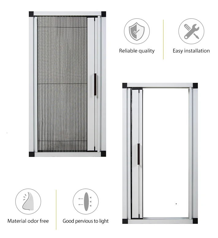 Description Picture 3 of itemretractable track type pleated mesh sliding insect screen door for window and door