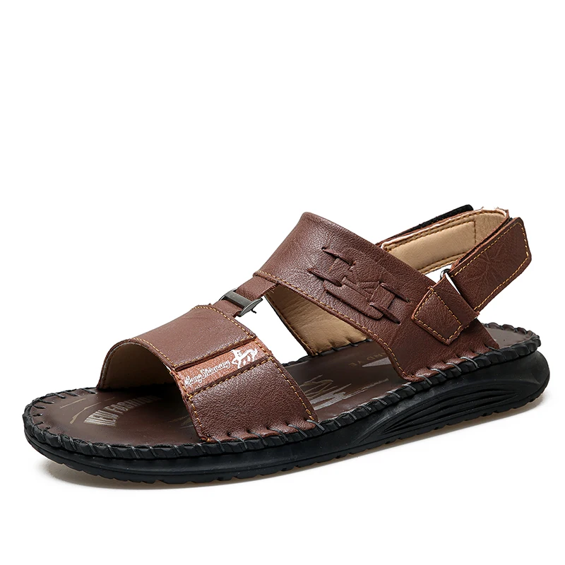 Premium Leather Non-Slip Men's Beach Sandals - Comfortable Summer Classics