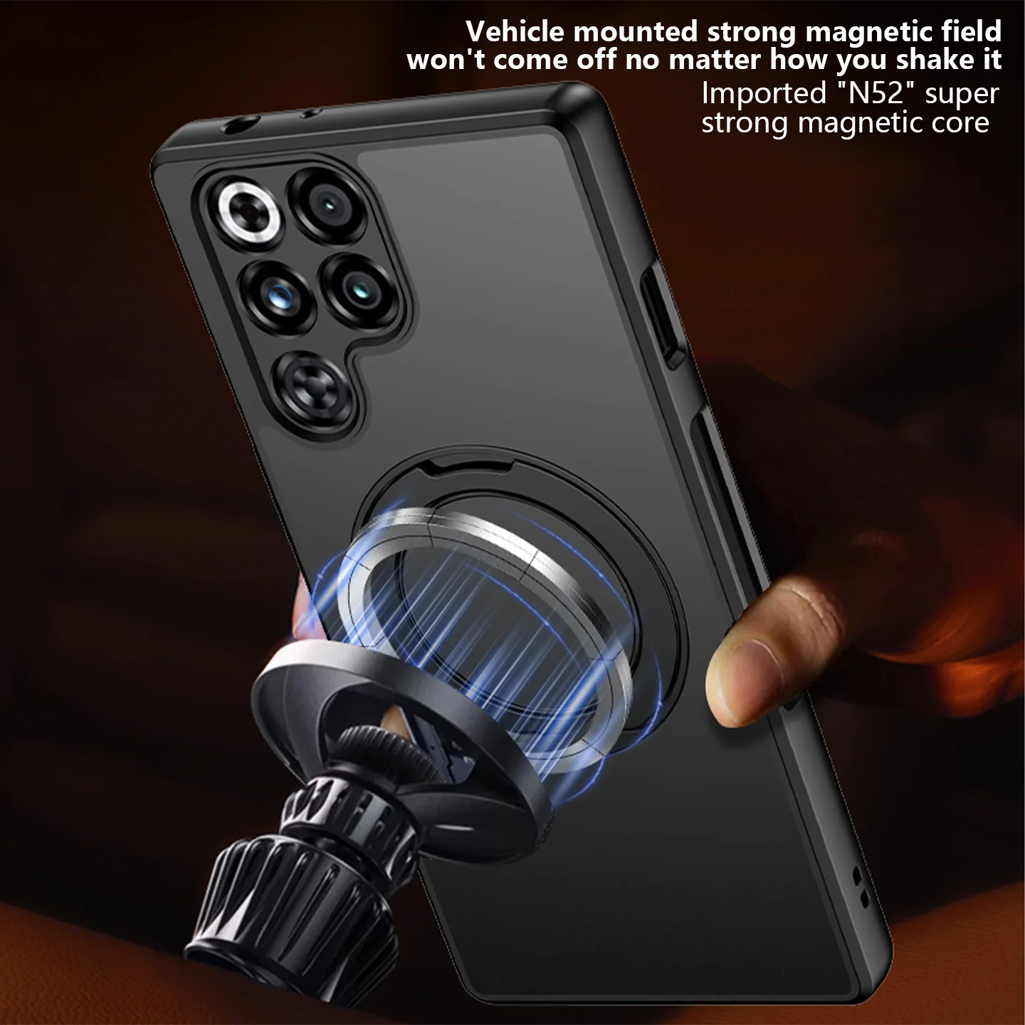 360-Degree Rotation Matte Frosted Shockproof Case with Air Magnetic Bracket