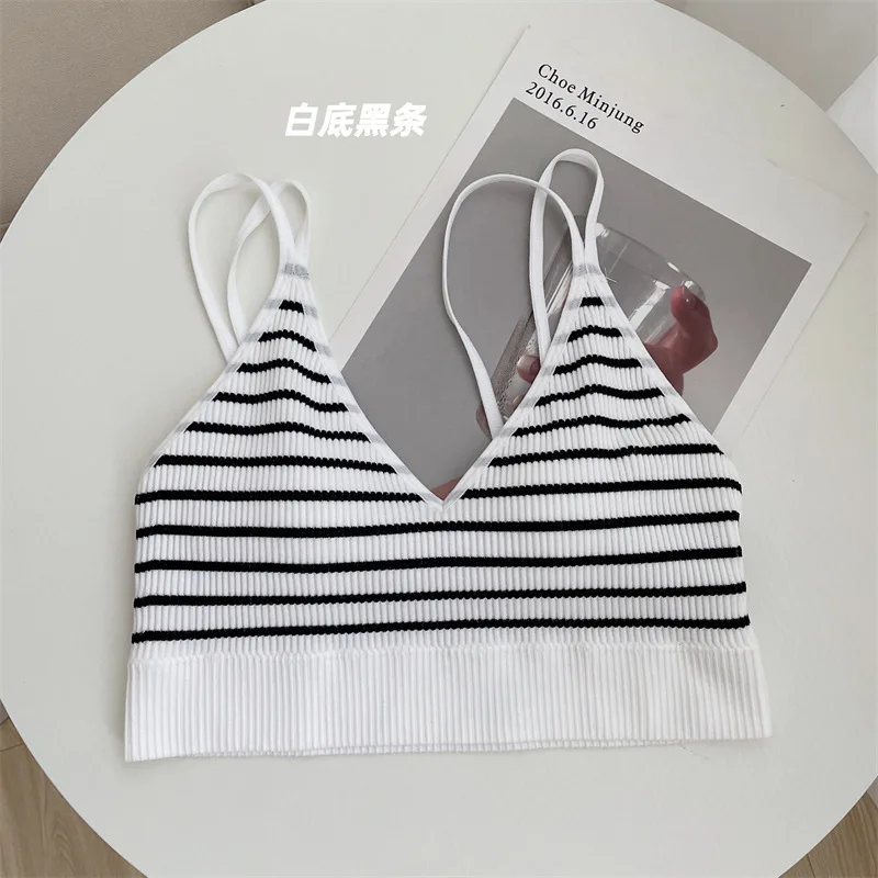 Women's Cotton Bra Tube Tops Striped Push Up Bra Girls Outdoor Summer Top Female Sports Tank Up Lingerie women lingerie bra women tank tops women tube tops
