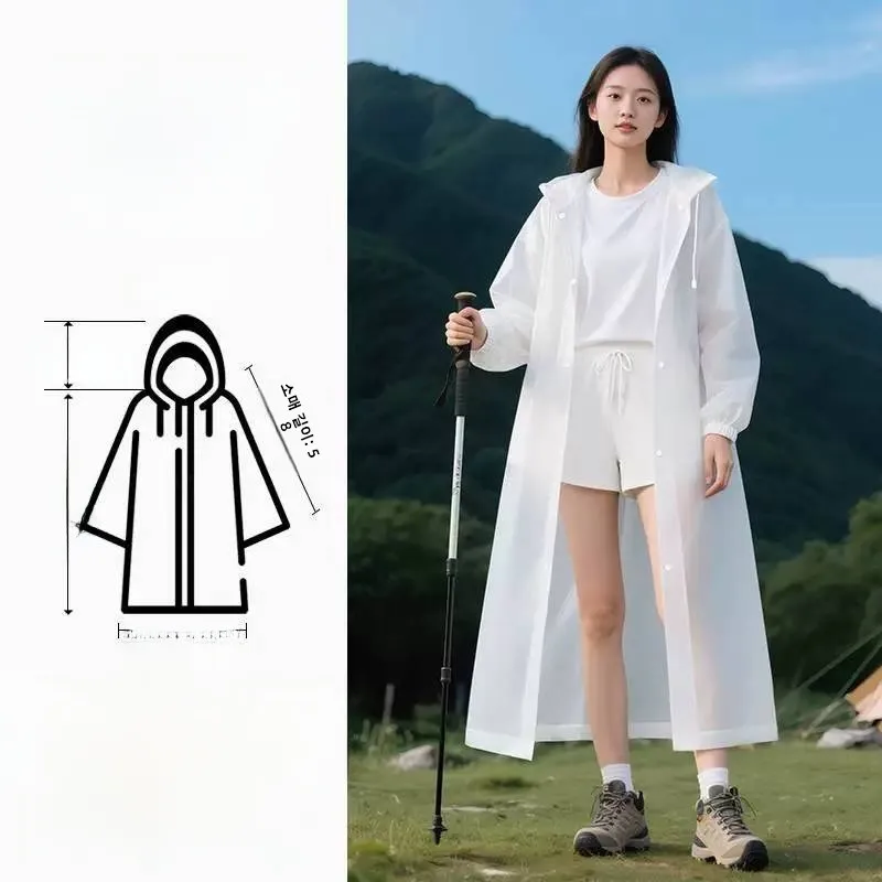 두꺼운 롱 하이킹 레인코트 일회용 아닌 휴대용 전신 방수복 1인용 등산 레인 판초