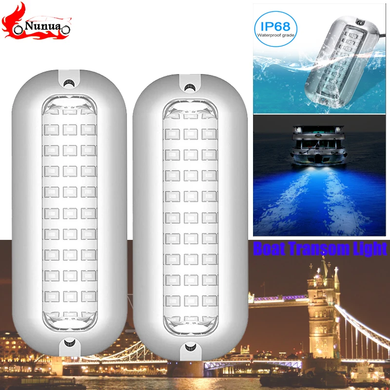 

2Pcs 27 LED 10-30V Boat Transom Light Stainless Steel Waterproof Marine Marine Boat Yacht Truck Underwater Pontoon Transom Light