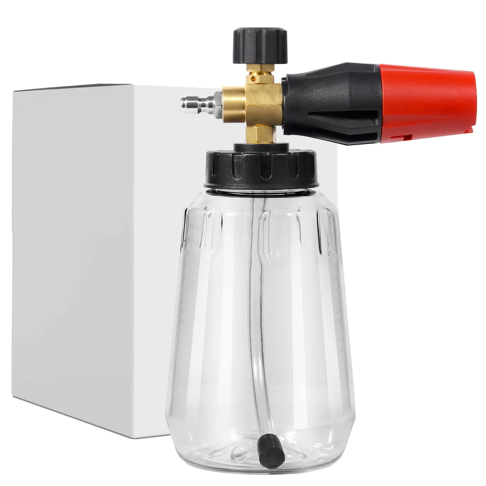 Heavy Duty Adjustable Foam Cannon 1L Wide Mouth Bottle Thick Foam Spray 1/4" Quick Connect High Pressure Washer Tool