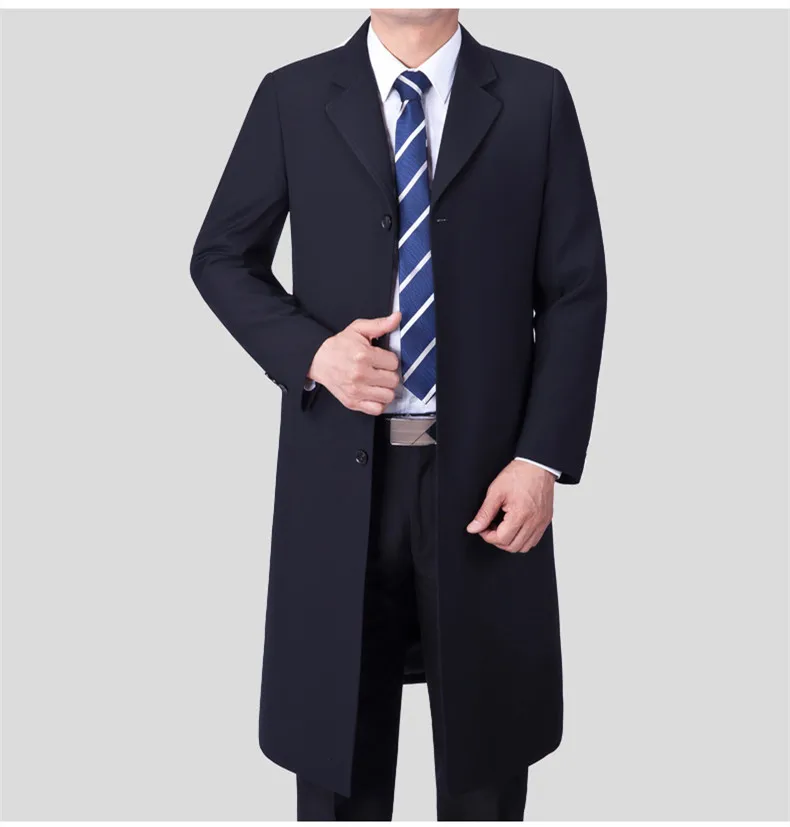 Men's Suit Collar Business Casual Windbreaker Mens Long Jackets Father Outfit Spring Autumn Homme Outdoor Costume winter 100% pure cashmere sweater men s lapel bottoming long sleeved t shirt solid color business middle aged father sweater top