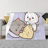 Peach and Goma Mochi Cat Blanket Fashion Soft Fleece Spring Warm Flannel Throw Blankets for Sofa Outdoor Bed Bedspread Bedspre 1