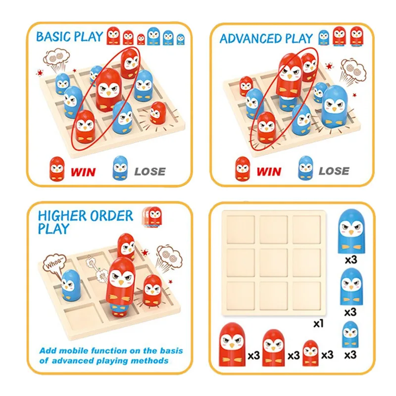 Mini Advanced tic tac toe party board game puzzle Interactive games for family Battle competition Desktop games birthday gift 4