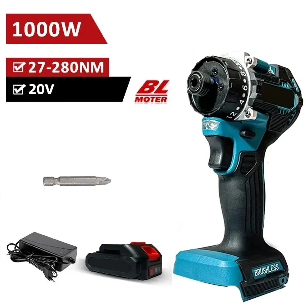 

280N.m Cordless Electric Screwdriver Drill 20+1 Torque 1/4" Electric Drill Screw Driver Impact Wrench 20V for Makita Battery