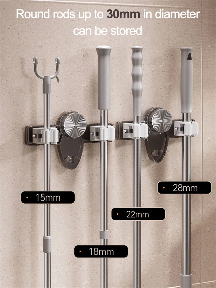 Broom Holder Mop Hanger Rack Wall Mount Mop Organizer Holder Storage Hook Kitchen Bathroom Organization Accessories