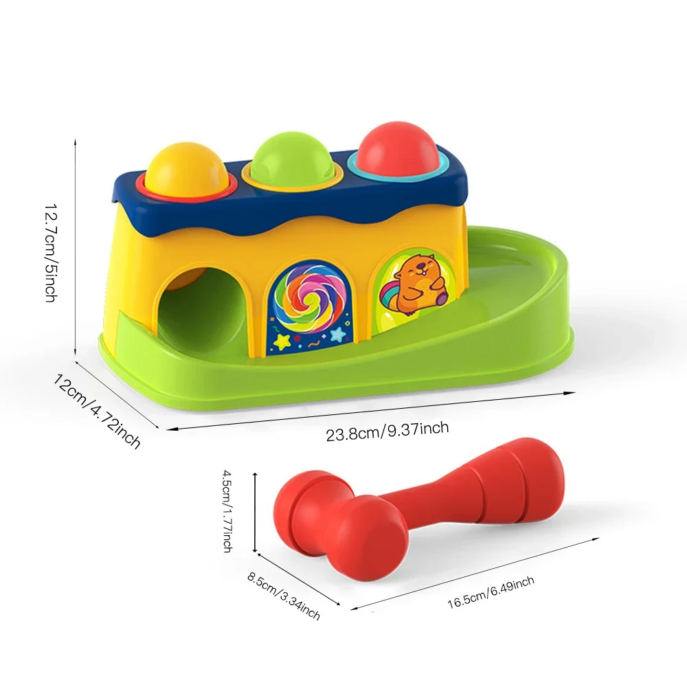 5Pcs/Set Knock Toys with Hammer, Track Rolling Ball Toy for Early Education,Hand-eye Coordination, Concentration Training Toy 4