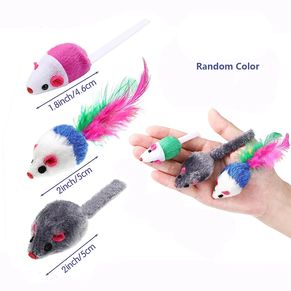 Rattle Cat Mouse Toys Also Prefilled Catnip Faux Fur Cat Mice Toys Interactive Cat Game Catnip Toys for Indoor Cats Play Fetch 2
