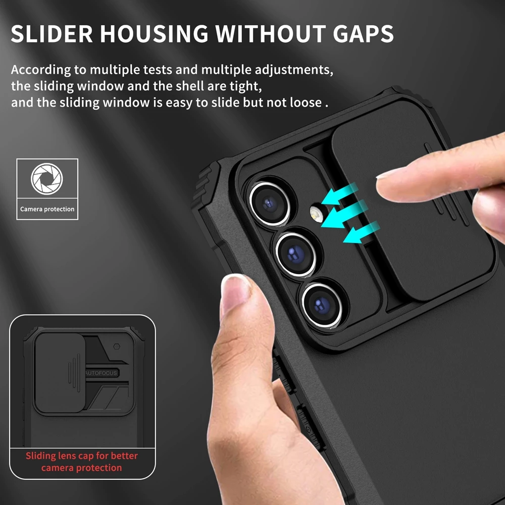 Slide Camera Armor Protective Phone Case with Plastic Cover