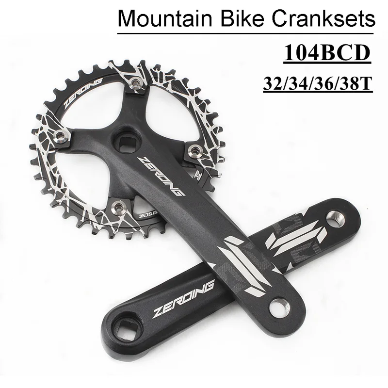 

ZEROING Bicycle Crankset 104BCD Mountain Bike Square Hole Crank 170mm Narrow Sprocket 32/34/36/38T Sprocket for 8/9/10/11 Speed